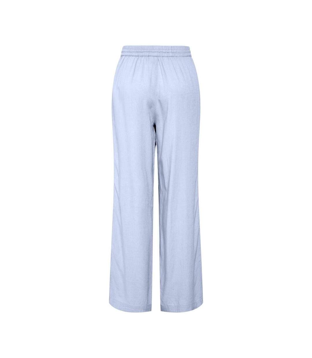 Pantalon fluide bleu femme pieces wide-2