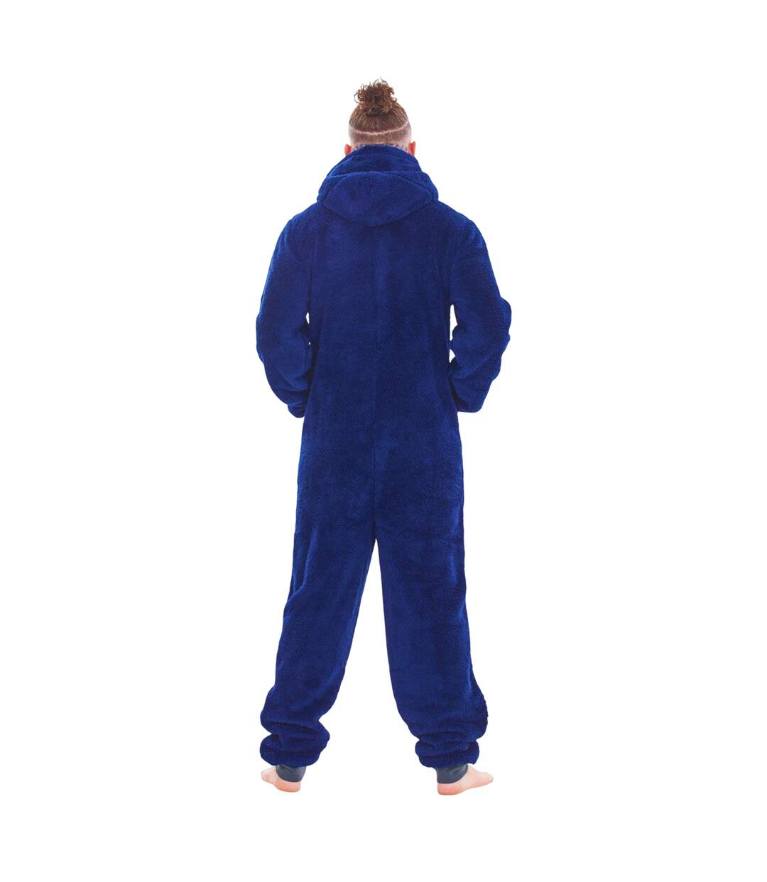 Mens Hooded Fleece Contrast Trim Jumpsuit Navy Keanu-3