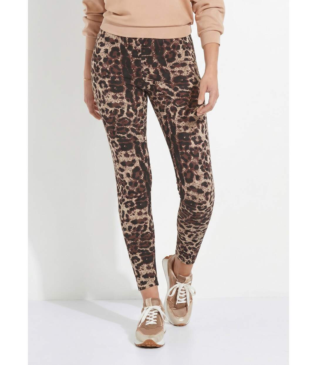 Legging taille élastiquée jacquard peau de bête-1