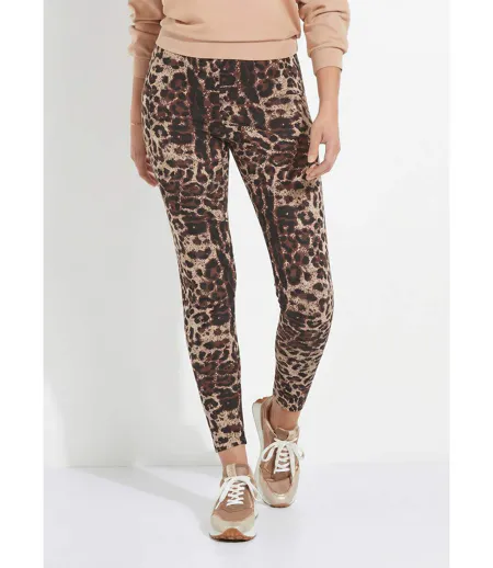 Legging taille élastiquée jacquard peau de bête
