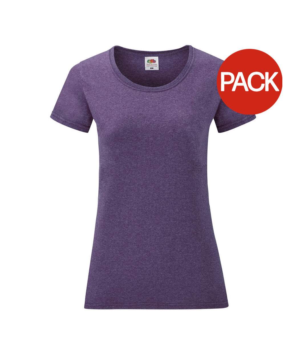 T-shirts manches courtes femmes violet chiné Fruit of the Loom-1