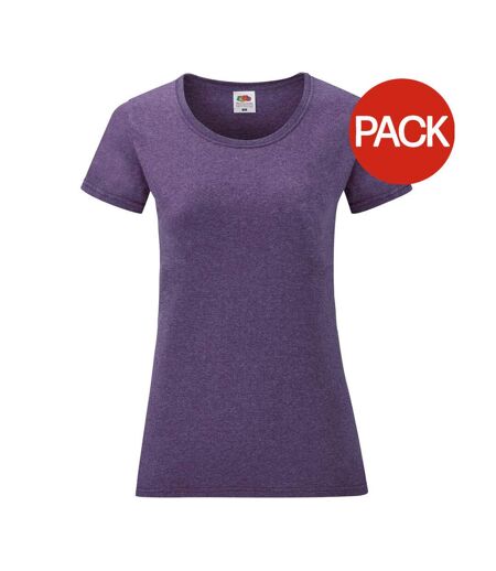 T-shirts manches courtes femmes violet chiné Fruit of the Loom