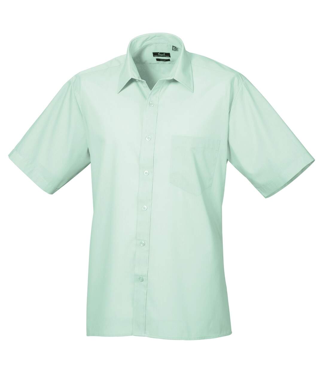 Mens short sleeve formal poplin plain work shirt aqua Premier