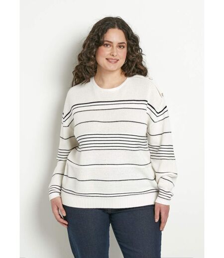 Pull doux rayé col rond esprit marinière