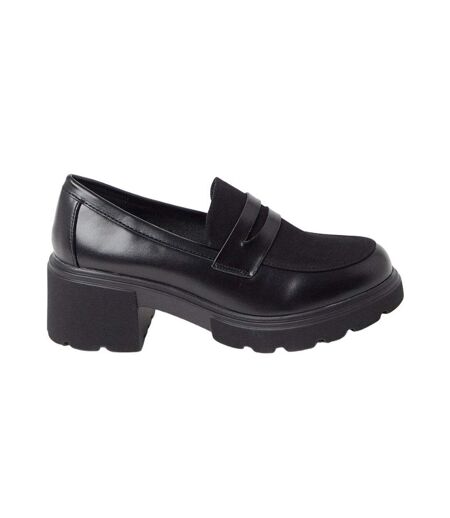 Womens/ladies charlotte chunky heel loafers black Faith