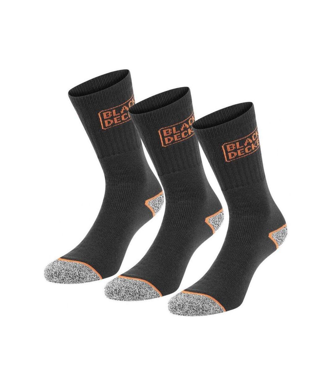 BLACK & DECKER Lot de 3 paires de Chaussettes Homme Microcoton TEK2 Noir