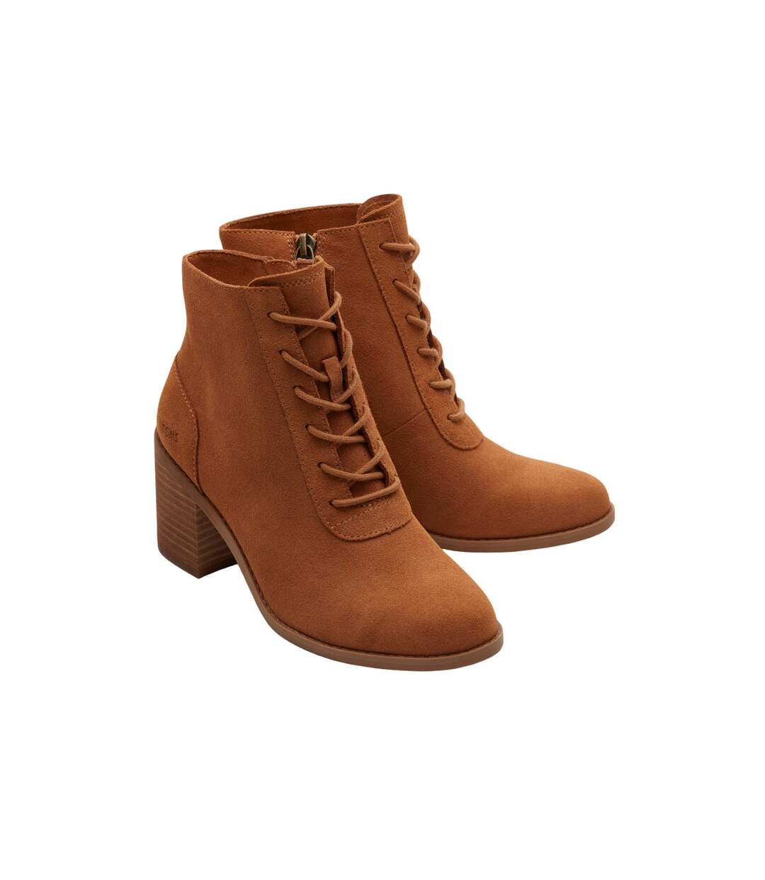 Womens/ladies Evelyn Suede Lace Up Ankle Boots Tan Toms-1