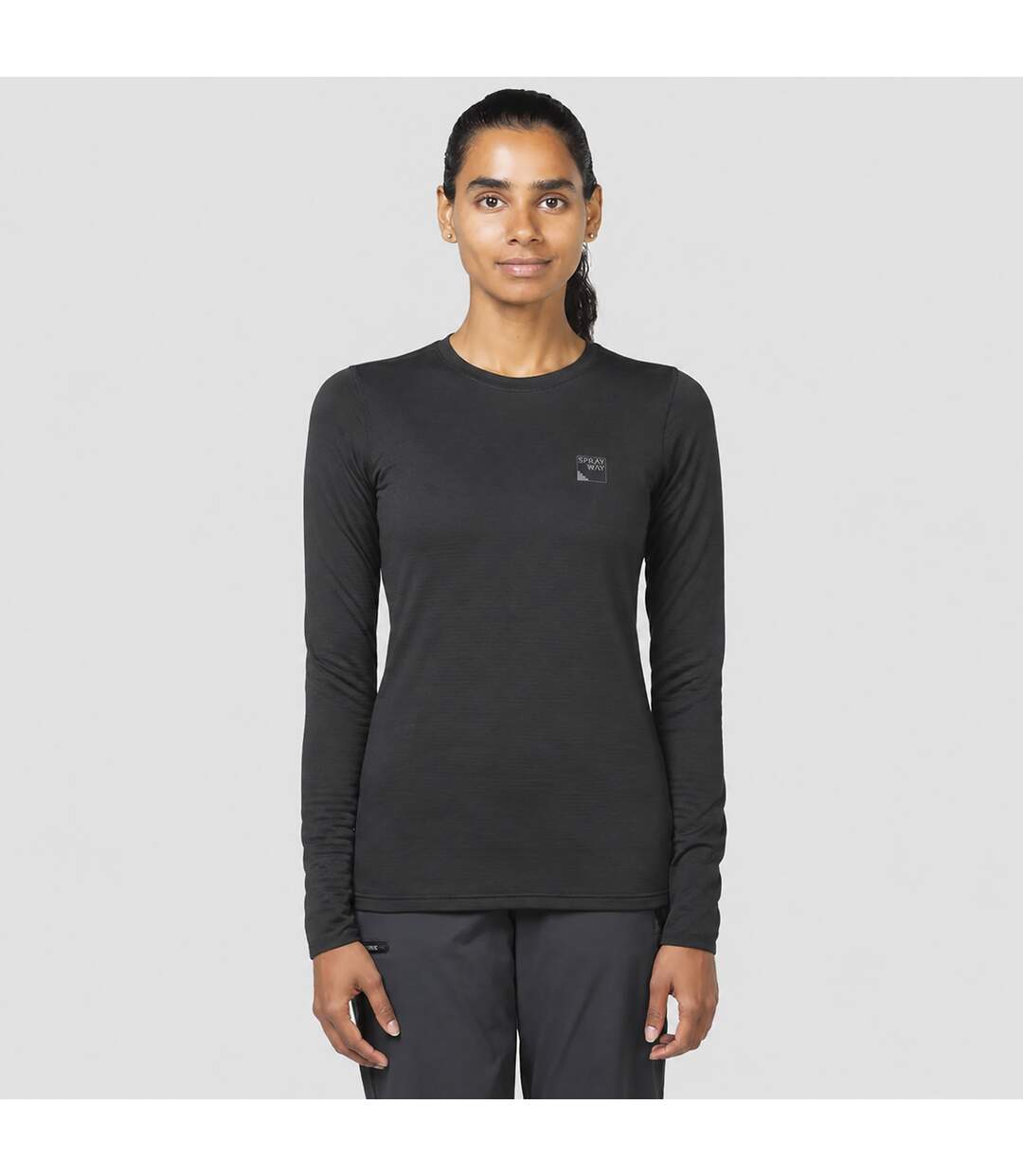 Ladies Fleece Crew Neck Top with Thumb Loops for Winter Hiking-4