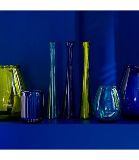 Vase Tube en Verre Stripe 51cm Bleu Aqua