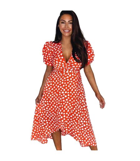 Robe Portefeuille Motif/style Cœurs Femme Rouge AX Paris