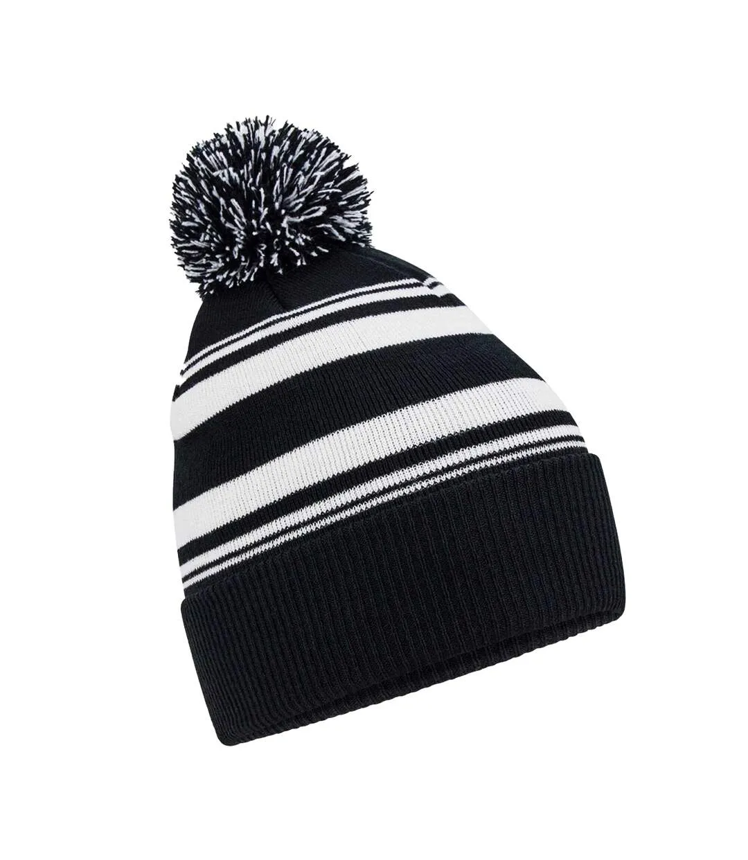 Bonnet Motif/style Rayé Fan Adulte Noir Blanc Beechfield-1