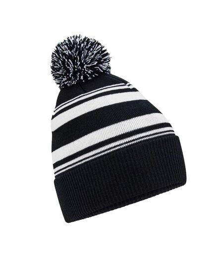 Bonnet Motif/style Rayé Fan Adulte Noir Blanc Beechfield