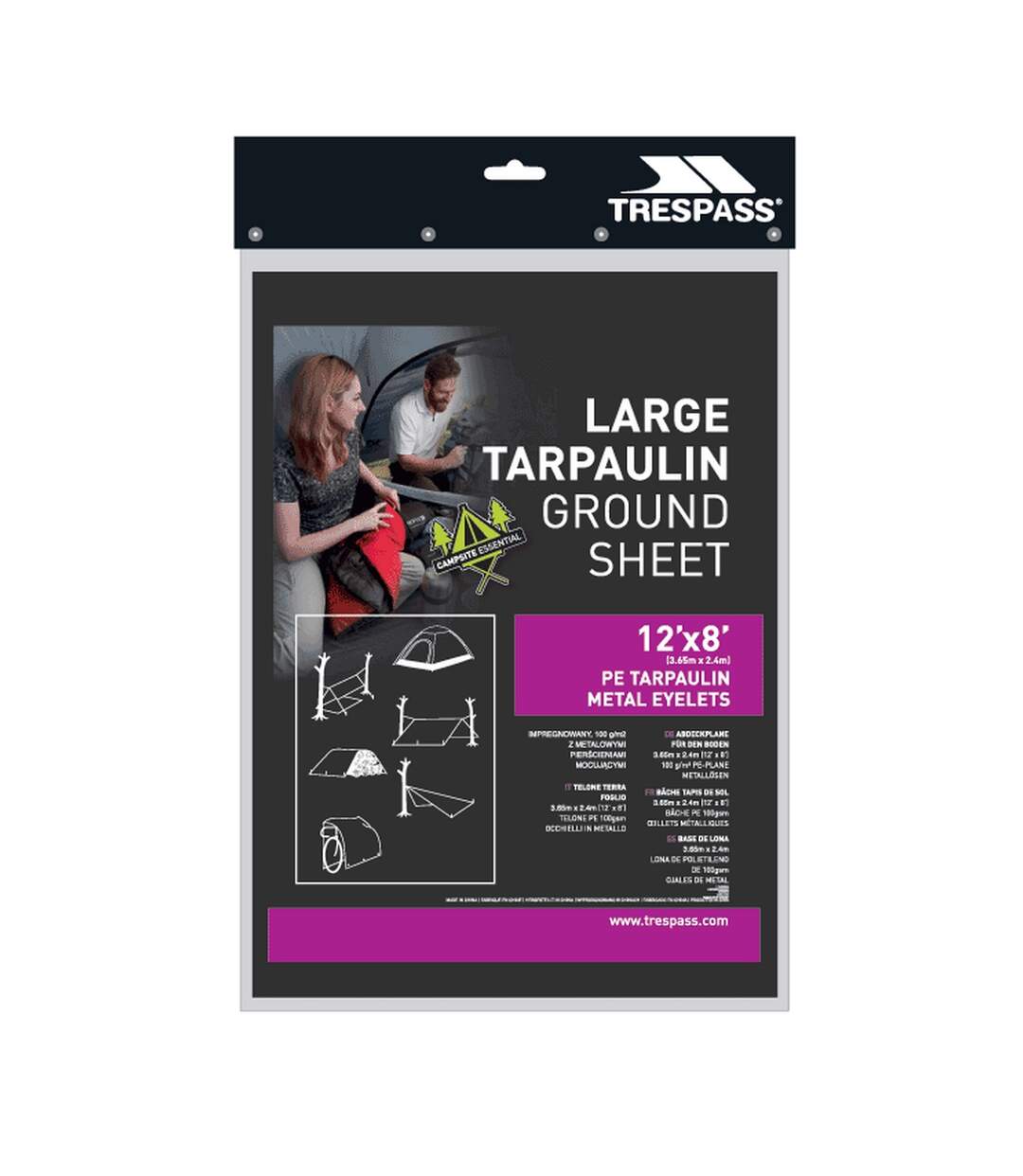 Trespass Faulken Large Tarpaulin Ground Sheet (Black) (One Size) - UTTP3489-1