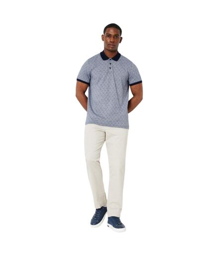 Mens Diamond Jacquard Polo Shirt Grey Maine