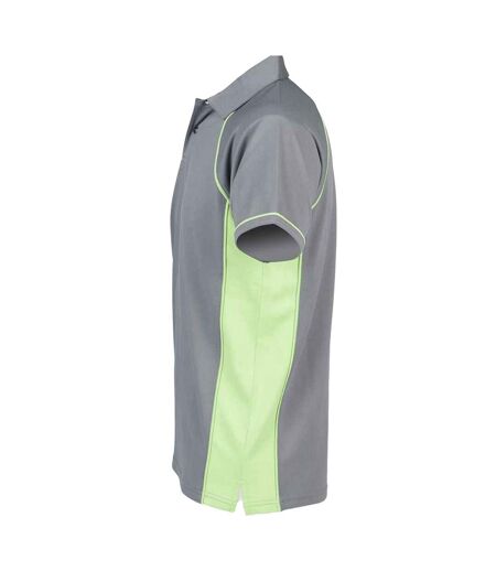 Polo performance hommes gris / vert citron Finden and Hales