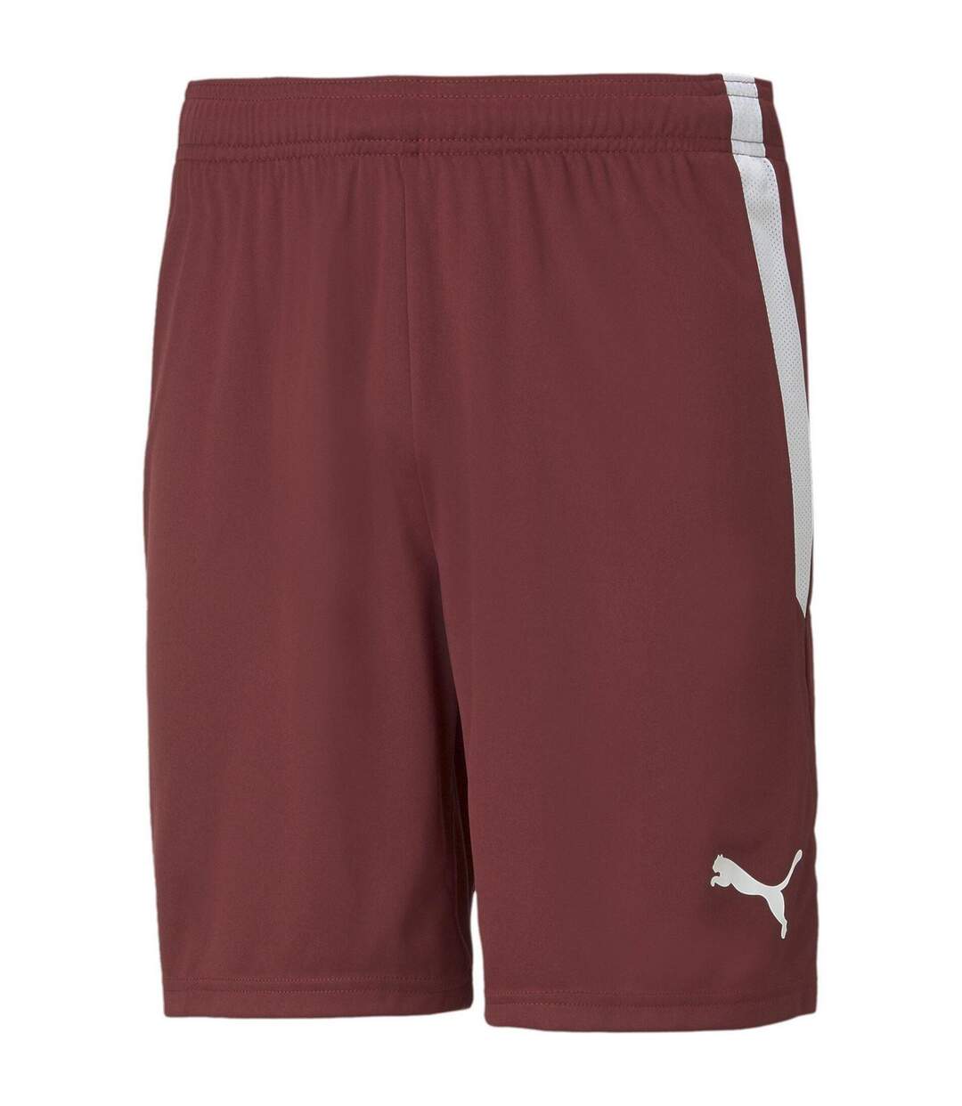 Short De Foot Motif/style Rayure Latérale Teamliga Homme Bordeaux Blanc Puma-1