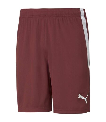 Short De Foot Motif/style Rayure Latérale Teamliga Homme Bordeaux Blanc Puma