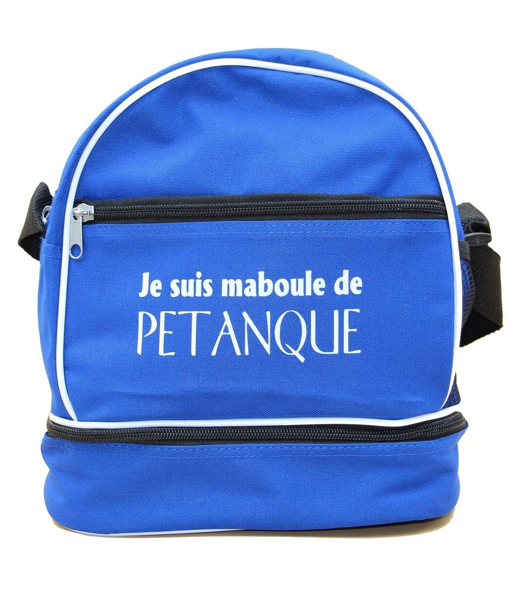 Sac bandoulière pour 3 boules de pétanque - Je suis maboule de pétanque - bleu-1