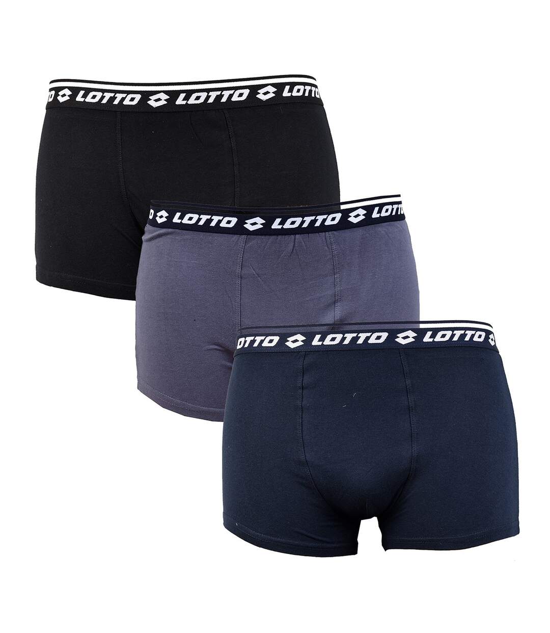 Boxer LOTTO pour Homme 100% COTON -Assortiment modèles photos selon arrivages- Pack de 3 LOTTO Assorti Marine-1