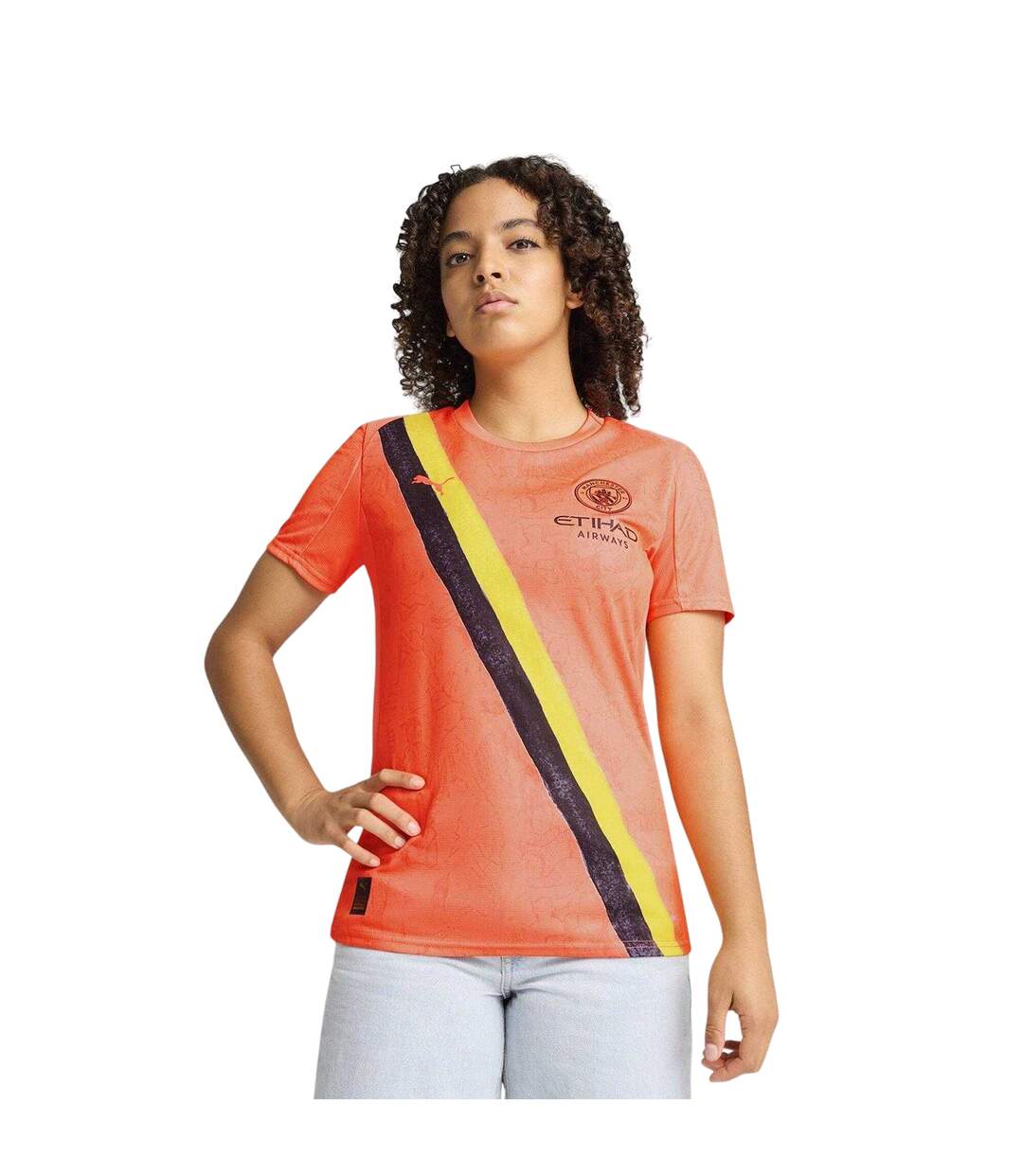 Womens/ladies Kidsuper Manchester City Fc Goalkeeper Jersey Neon Orange Puma-1