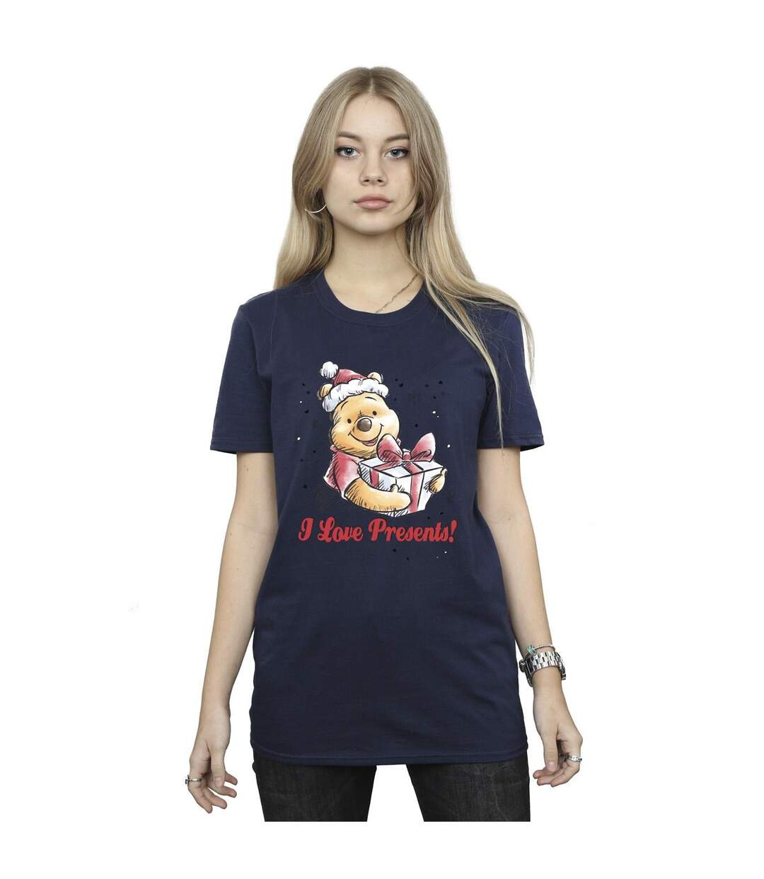 Disney Womens/Ladies Winnie The Pooh Love Presents Cotton Boyfriend T-Shirt (Bleu marine) - UTBI47451-2