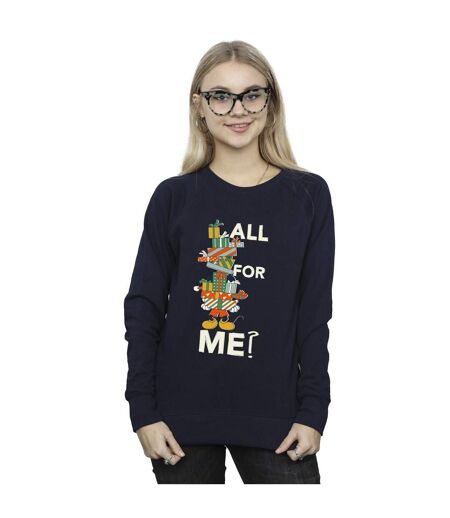 Disney Sweatshirt Womens/Ladies Mickey Mouse Presents All For Me (Bleu marine) - UTBI29340