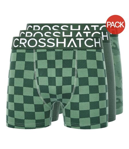 Pack Of 3  Mens Bresler Boxer Shorts  Green Crosshatch