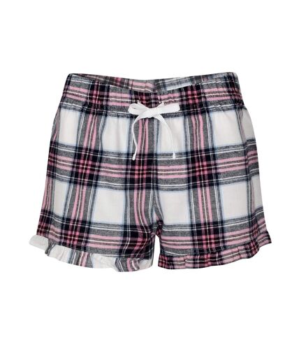 Skinnifit Womens/Ladies Tartan Shorts (White/Pink Check)
