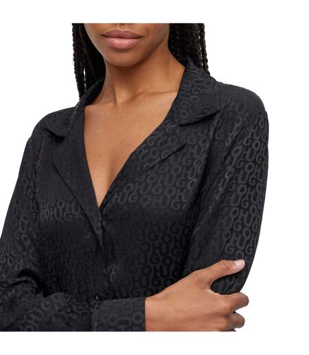 Ensemble De Pyjama Long Satinoir Femme Noir Hugo