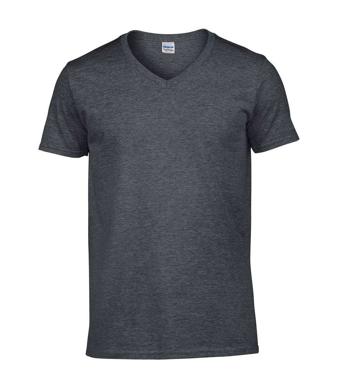 Mens heather v neck t-shirt dark heather Gildan-1