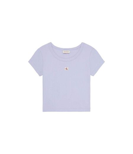 Womens/ladies Ribbed Woven Crop Top Cosmic Sky Calvin Klein