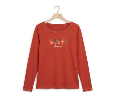 MAYFLOWER NOBODY3 – Tee-shirt manches longues orange éclatant et détails Lurex pour un style vitaminé