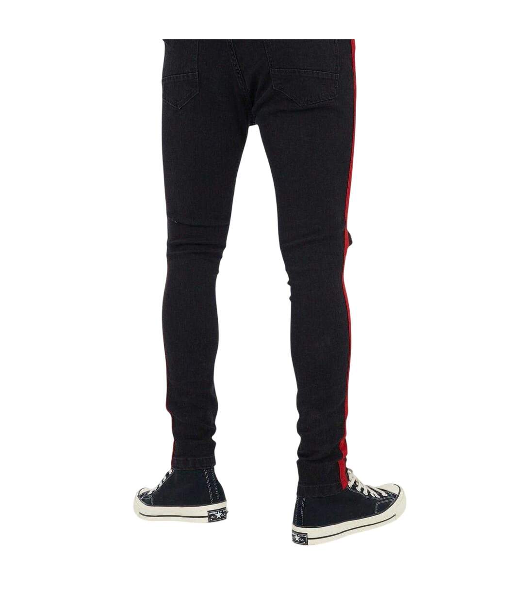Mens Denim Contrast Striped Side Seams Jeans Charcoal Brave Soul-3