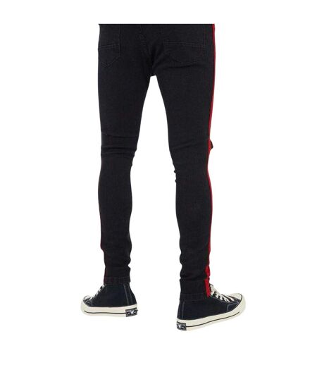 Mens Denim Contrast Striped Side Seams Jeans Charcoal Brave Soul