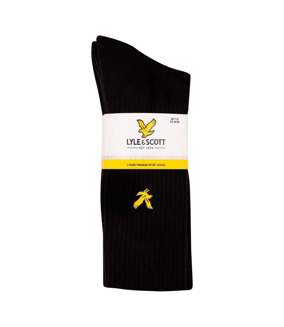 Pack Of 3  Mens Embroidered Logo Crew Socks  Black Lyle & Scott-3