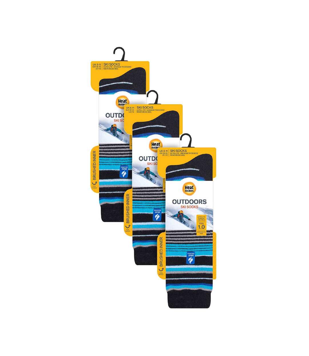 3 Pack Mens Patterned Lightweight Thin 1.0 TOG Thermal Knee High Ski Socks-2