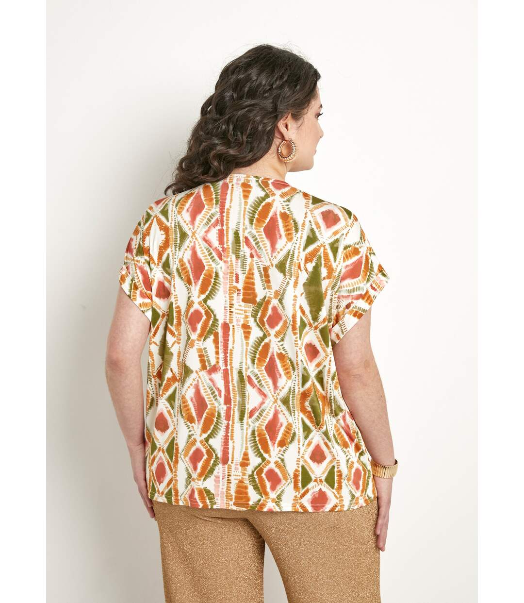 T-shirt col V ample manches courtes-2