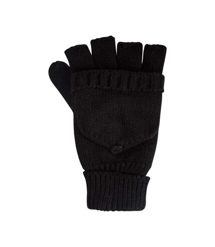 Womens/ladies fingerless knitted mittens one size black Mountain Warehouse