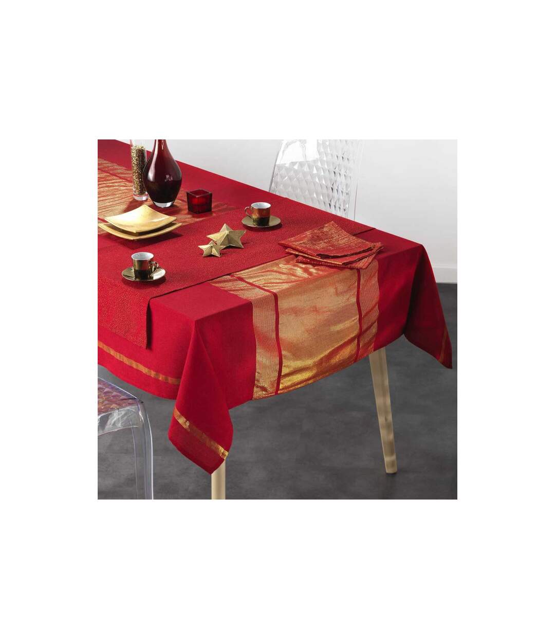 Lot de 3 Serviettes de Table Elegancia 40x40cm Rouge-3