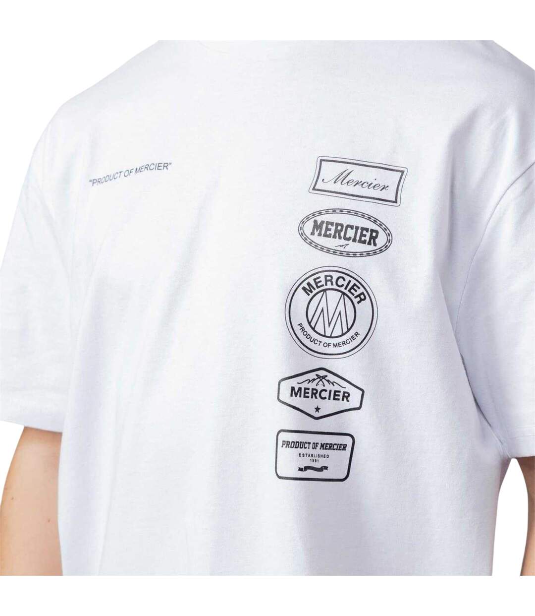 T-shirt Motif/style Badge 2.0 Homme Blanc Mercier-3