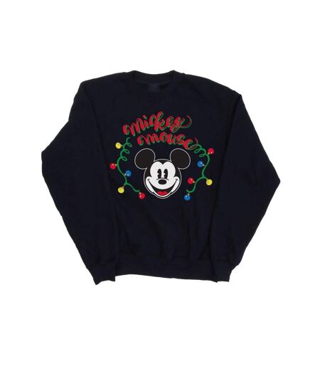 Disney Sweatshirt Womens/Ladies Mickey Mouse Christmas Light Bulbs (Bleu marine) - UTBI28657