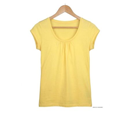 Tee-shirt Mayflower Djibouti2 en coton bio : la touche solaire du col bateau froncé
