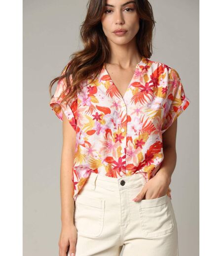 Blouse DIALA en viscose, coupe droite avec imprimé tropical DIALA