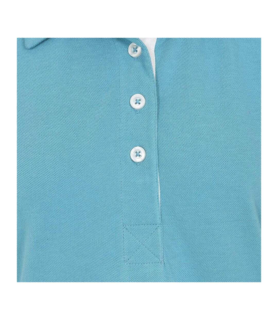 Womens/ladies Contrast Detail Polo Shirt Spearmint Lazy Jacks-3