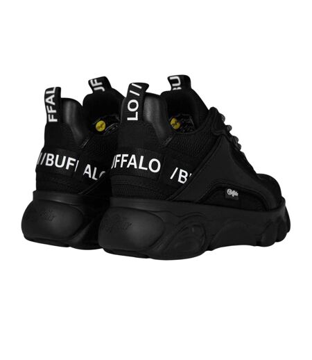 Womens/ladies Cld Chai Chunky Vegan Leather Trainers Black Buffalo