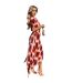 Robe Mi-longue Manches Bouffantes Femme Rouge Pastel AX Paris-1