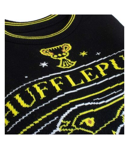 Harry Potter Unisex Adult Hufflepuff Knitted Sweater (Black/Yellow) - UTHE680