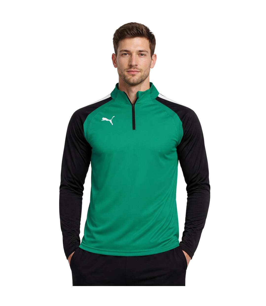 Mens Quarter Zip Sports Top Pepper Green Puma-1