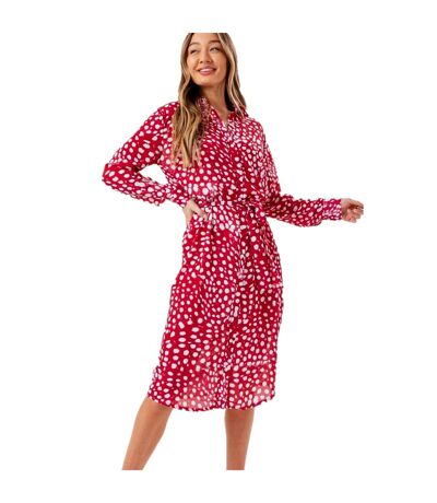 Robe chemisier femme rouge / blanc Hype