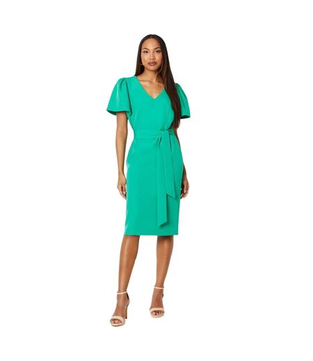 Womens/ladies belt flute midi dress green Principles